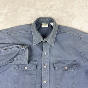 VTG Five Brother Shirt Mens Large Navy Flannel Button Up Workwear Made in USA